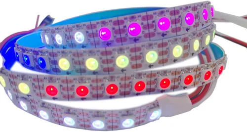 Vista 2 de WS2812B Tira de luz LED direccionable individual 100Pixels/m SMD 5050 RGB Pixel Strip DC5V (3.2FT 100LEDS no impermeable, PCB blanco)