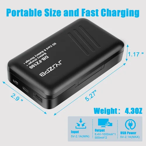 Vista 5 de Cargador de batería NP-FZ100 para Sony A7III con puerto USB y ranura