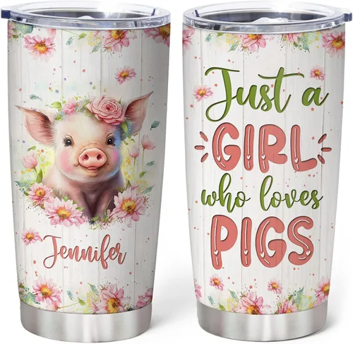 Vista 21 de Hyturtle Regalos personalizados para los amantes de los osos – Just A Girl Who Loves Bears - Vaso de acero inoxidable con nombre personalizado de 20