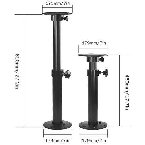 Vista 5 de Flylin Pedestal de mesa ajustable, soporte desmontable para patas de soporte, marco de montaje de base de aleación de aluminio de 17.8 a 27.2 Negro