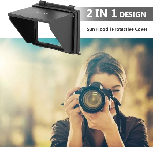 Vista 2 de Pantalla de monitor LCD Parasol con cubierta protectora de pantalla plegable para cámara DSLR