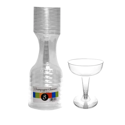 Vista 3 de Party Essentials N48 - Vaso de champán de plástico duro de 2 piezas, capacidad de 4 onzas, transparente (caja de 192)