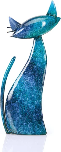 Vista 9 de Aayla Estatuas de gato – Juego de 3 pequeñas figuras azules de gatos acuáticos, adorable regalo para los amantes de los gatos, decoración