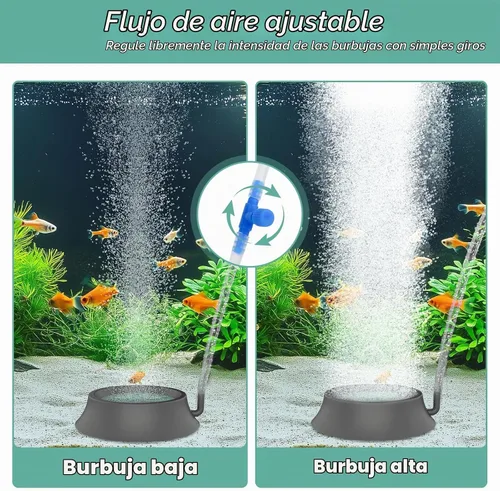 Vista 4 de hygger Piedra Difusora para Acuario, Burbujeador para Tanque de Peces con Base de Acero Inoxidable, Difusor de Oxígeno para Bombas de Aire Nano