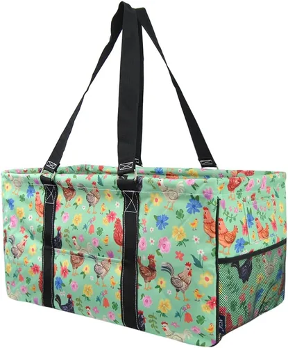 Vista 60 de NGIL Bolsa de comestibles reutilizable extra grande plegable de gran tamaño para comestibles, almacenamiento, picnic, playa, Estampado de vaca