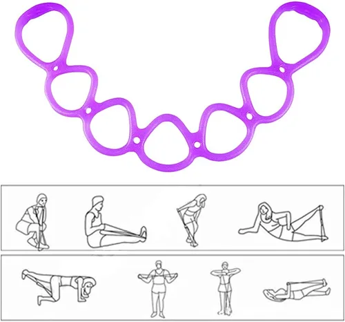 Vista 7 de Saycker Banda de ejercicio de resistencia y estiramiento de 7 anillos para fitness en casa, entrenamiento central, terapia física (rosa)