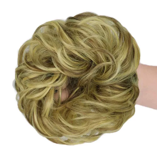 Vista 2 de 2 coleteros de pelo para mujer, moño desordenado, extensiones de moño sintético (86H10# rubio y marrón medio)