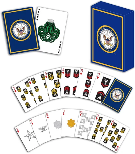 Vista 13 de Military Gift Shop Cartas de jugar con bandera estadounidense azul - Gráficos patrióticos - Calidad premium - Regalos para veteranos para hombres