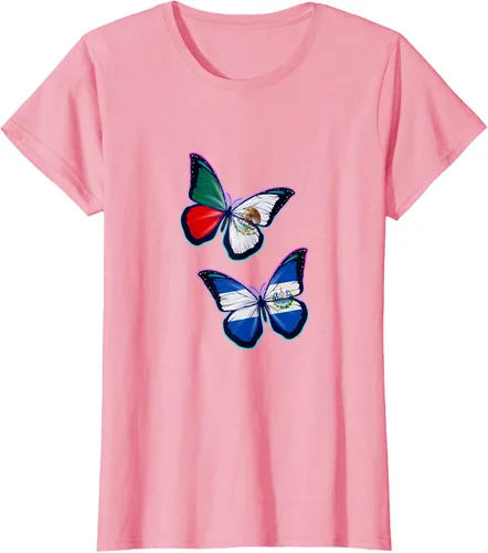 Vista 10 de Raíces biculturales de El Salvador y México. Versión mariposa Camiseta, Negro