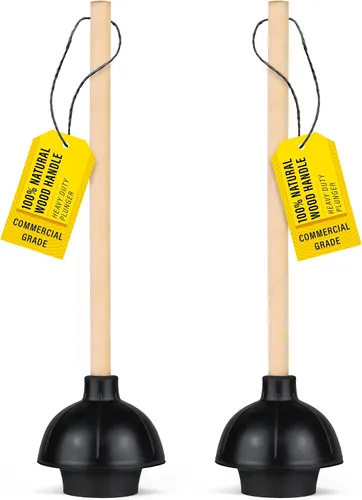 Vista 9 de SteadMax Destapacaños de Inodoro Resistente, Copa de Goma de Doble Fuerza de Empuje de Grado Comercial con Mango de Madera (22")