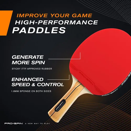 Vista 2 de PRO-SPIN Ping Pong Paddles - High-Performance Set with Premium Table Tennis Rackets, 3-Star Ping Pong Balls, Compact Storage Case Professional Set