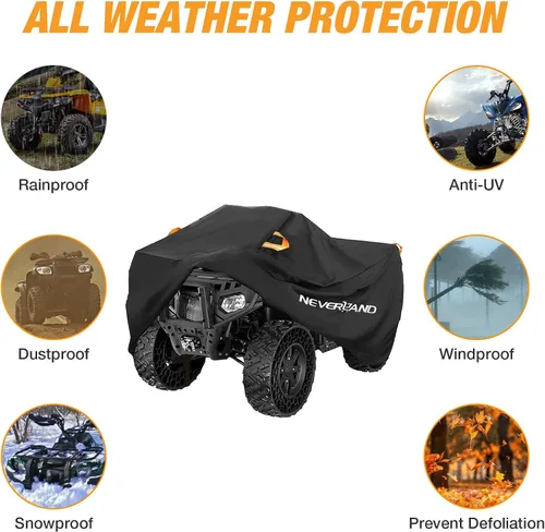 Vista 4 de NEVERLAND Cubierta para ATV Impermeable de Servicio Pesado Cubierta para Vehículo de 4 Ruedas Cubierta para Quad Resistente a Todas las Condiciones