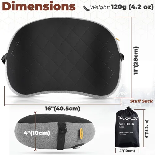 Vista 5 de TREKOLOGY Almohada de camping con funda extraíble, almohada inflable para mochileros, almohadas inflables ultraligeras para dormir almohada compacta