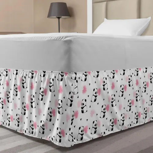 Vista 14 de Lunarable Falda de cama elástica de trébol, tréboles de cultura irlandesa con temática del día de San Patricio, 4 hojas, falda de cama de tela