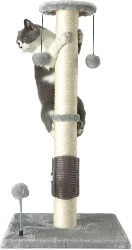 Vista 10 de PEEKAB Poste rascador para gatos de 32 pulgadas de alto, postes rascadores de cuerda de sisal con bola colgante y cepillo de auto-masaje, rascador
