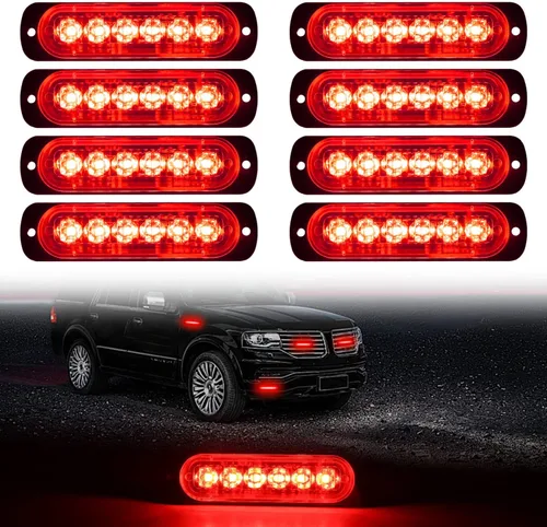 Vista 7 de DIBMS Luces LED de emergencia estroboscópicas, 8X ámbar blanco 6 LED de advertencia intermitente de emergencia luz de precaución construcción luz