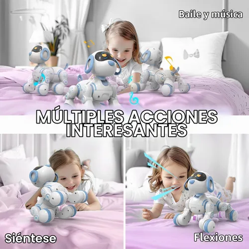 Vista 5 de STEMTRON Gato Robot Control Remoto Programable para Niños, Gato Robot Interactivo, Perro Robot Robo Gato, Robot RC con Sensor de Toque, Ojos LED Azul