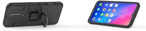 Vista 2 de Compatible con Pocophone F1, soporte de anillo de metal, a prueba de golpes, parachoques duro (funciona con soporte magnético para automóvil), Negro