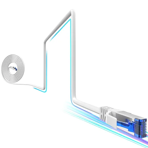 Vista 7 de Cable Ethernet plano Cat8 de 3 pies para interiores y exteriores, cable Ethernet ultrafino invisible de alta velocidad de 40 Gbps 2000 Mhz, cable