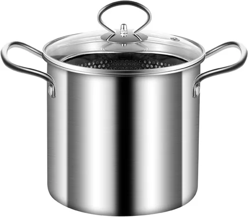 Vista 8 de Olla pequeña con canasta, mini freidora de 3 cuartos de galón para lotes pequeños, olla de sopa y tapa para 1 a 3 personas, funciona en estufa
