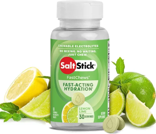 Vista 12 de SaltStick Electrolyte FastChews con cafeína – 60 tabletas masticables Citrus Burst – Tabletas de sal para correr e hidratar, masticables