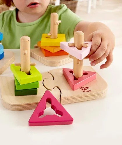 Vista 3 de Hape rompecabezas con taquetes de madera creativo para niño