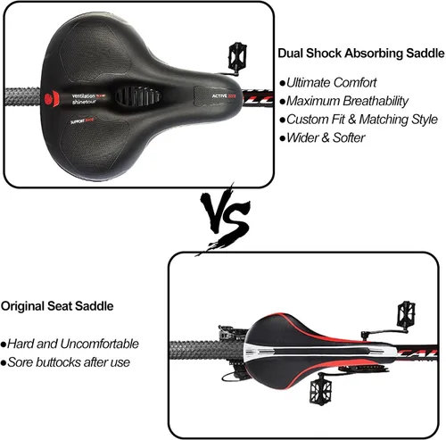 Vista 6 de TOPCABIN Asiento cómodo para bicicleta con doble bola de absorción de golpes, espuma viscoelástica gruesa, impermeable, universal, asiento ancho
