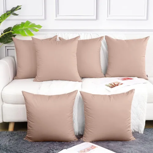 Vista 11 de Coddsmz Paquete de 6 fundas de almohada decorativas 100% algodón, fundas de cojín cuadradas de Navidad sólidas para el hogar, cama, sofá, día