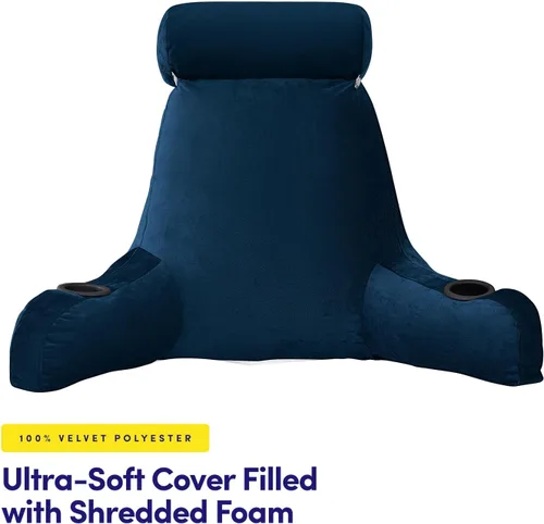 Vista 3 de Almohada de lectura extra grande máxima comodidad y apoyo para reposo en cama con portavasos