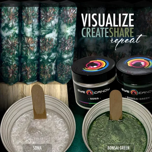 Vista 5 de Pigmentos Eye Candy Pigments Premium Green Mica Powder – Bonsai Green (0.88 oz) – para epoxi, resina, jabón, pintura, carpintería, vertido acrílico