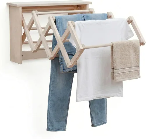 Vista 7 de Pennsylvania Woodworks Estante de secado de ropa para montar en la pared, resistente, plegable, para secar la ropa, estante plegable de madera