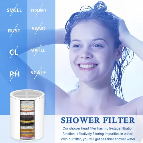 Vista 5 de Filtro de ducha de 20 etapas compatible con Aqua bliss SF100 / SF220 cartucho de filtro para agua dura, filtro de ducha de repuesto para cabezal