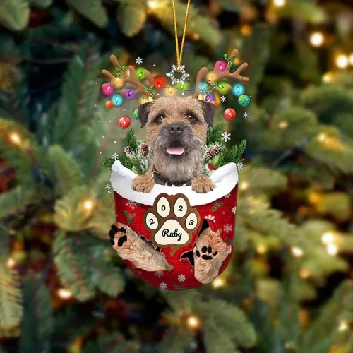 Vista 216 de Adornos personalizados de Pug cervatillo – Decoración personalizada para árbol de Navidad con patas de bolsillo de nieve