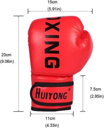 Vista 5 de Guantes de boxeo para niños HUINING, guantes de entrenamiento para niños, guantes de boxeo MMA, guantes de boxeo de poliuretano, con dibujos