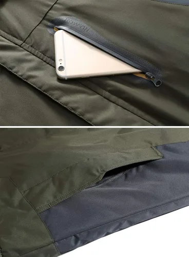 Vista 4 de HOW'ON - Chaqueta de invierno con capucha y forro polar, resistente al viento, impermeable, abrigo para montaña