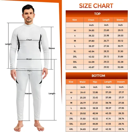 Vista 6 de CL convallaria Conjunto de ropa interior térmica para hombre con bragueta, capa base larga para invierno, equipo de caza, parte superior e inferior
