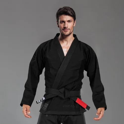 Vista 3 de FUJI Elemental Brazilian Jiu Jitsu Gi, uniforme BJJ con tejido Pearl WeaveJacket, hecho de mezcla de algodón Fuji Negro
