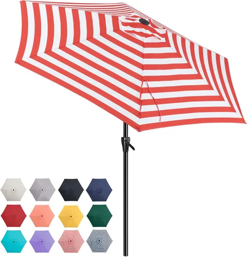 Vista 23 de Tempera Patio Market - Sombrilla de mesa para exteriores con botón de inclinación y manivela, sombrilla grande con poste resistente y toldo Beige