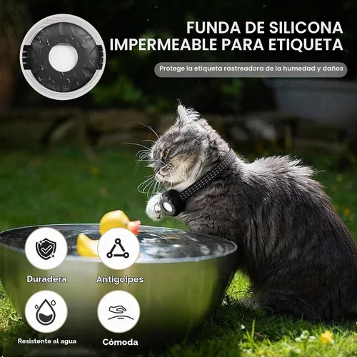 Vista 6 de Rastreador GPS para gatos, mini rastreador de gatos, rastreador de mascotas, sin tarifa mensual, compatible con Apple Find My(solo iOS)