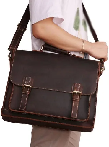 Vista 4 de Ztimi Men's Handbag Leather Tote Shoulder Bag Leather Briefcase