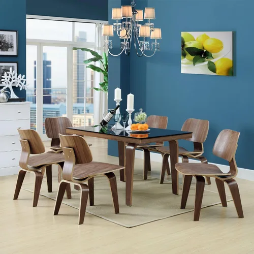 Vista 9 de Modway Fathom Mid-Century - Silla moderna de madera contrachapada moldeada para cocina y comedor en color natural Nuez