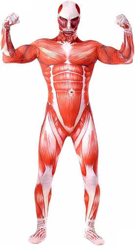 Vista 2 de Halloween Attack On Titan Costume Cosplay Shingeki No Kyojin Muscle Bodysuit Jumpsuit Zentai Spandex Unisex for Kids Adult