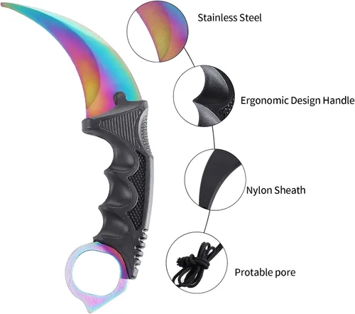 Vista 4 de TOPOINT - Cuchillo de entrenamiento Karambit sin vanguardia Karambit Cuchillo de entrenamiento de práctica sin herramienta de entrenamiento