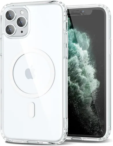 Vista 149 de oakxco Funda magnética transparente compatible con Magsafe, bonita funda delgada y transparente de poliuretano termoplástico no amarillenta, carcasa