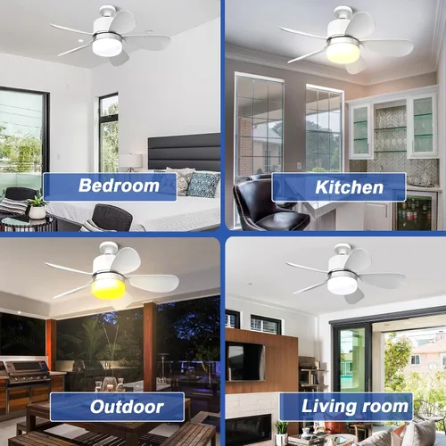 Vista 11 de Luz de ventilador de enchufe con control remoto, ventilador de techo Blanco