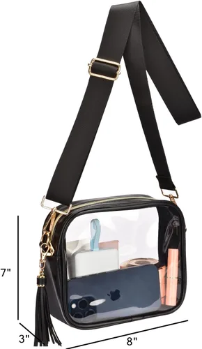Vista 3 de Bolso cruzado transparente aprobado para estadios - Bolso bandolera transparente con bolsillo frontal