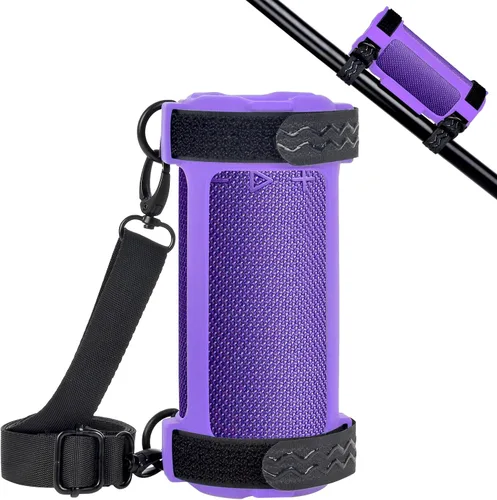 Vista 11 de Cubierta de silicona para JBL Grip Altavoz Bluetooth compacto, estuche de transporte portátil con correa de hombro desmontable ajustable para Negro