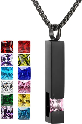 Vista 90 de YOUFENG collar con urna para cenizas, cubos de piedras natales, urna para cenizas humanas, collar de urna de cremación, relicario, recuerdo
