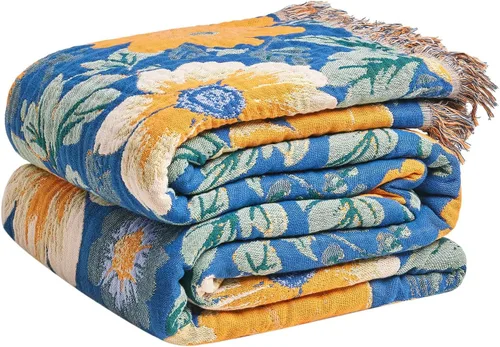 Vista 41 de LUTBM Manta bohemia para sofá de 50 x 60 pulgadas, 100% algodón, suave Animal-pájaro-a