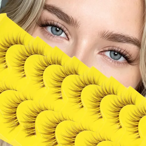 Vista 31 de Veleasha Pestañas postizas de manga puntiagudas, 100% hechas a mano, aspecto natural, pestañas postizas ligeras con banda transparente suave